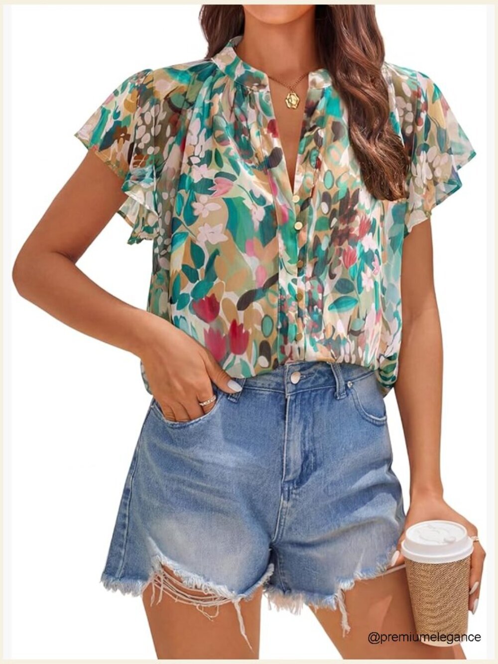 Short Sleeve Floral Button Down Blouse Boho Casual Tops Summer Trendy